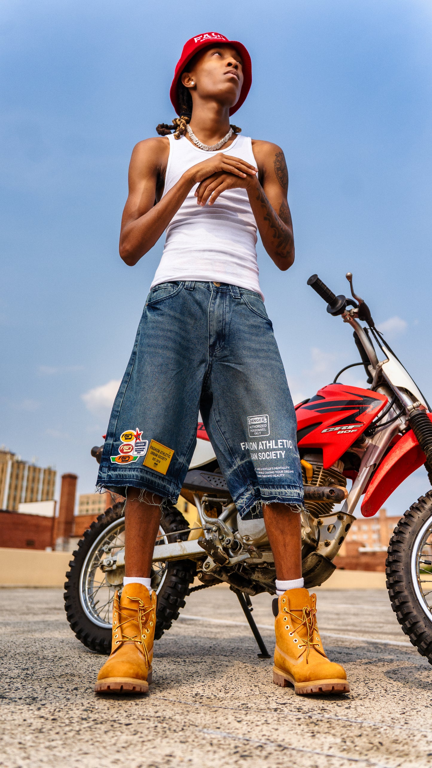 FAUS Distressed Jean Shorts
