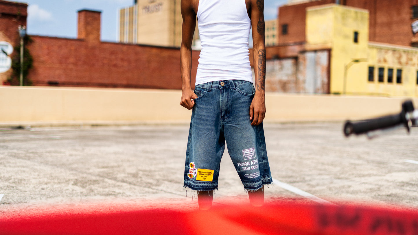 FAUS Distressed Jean Shorts