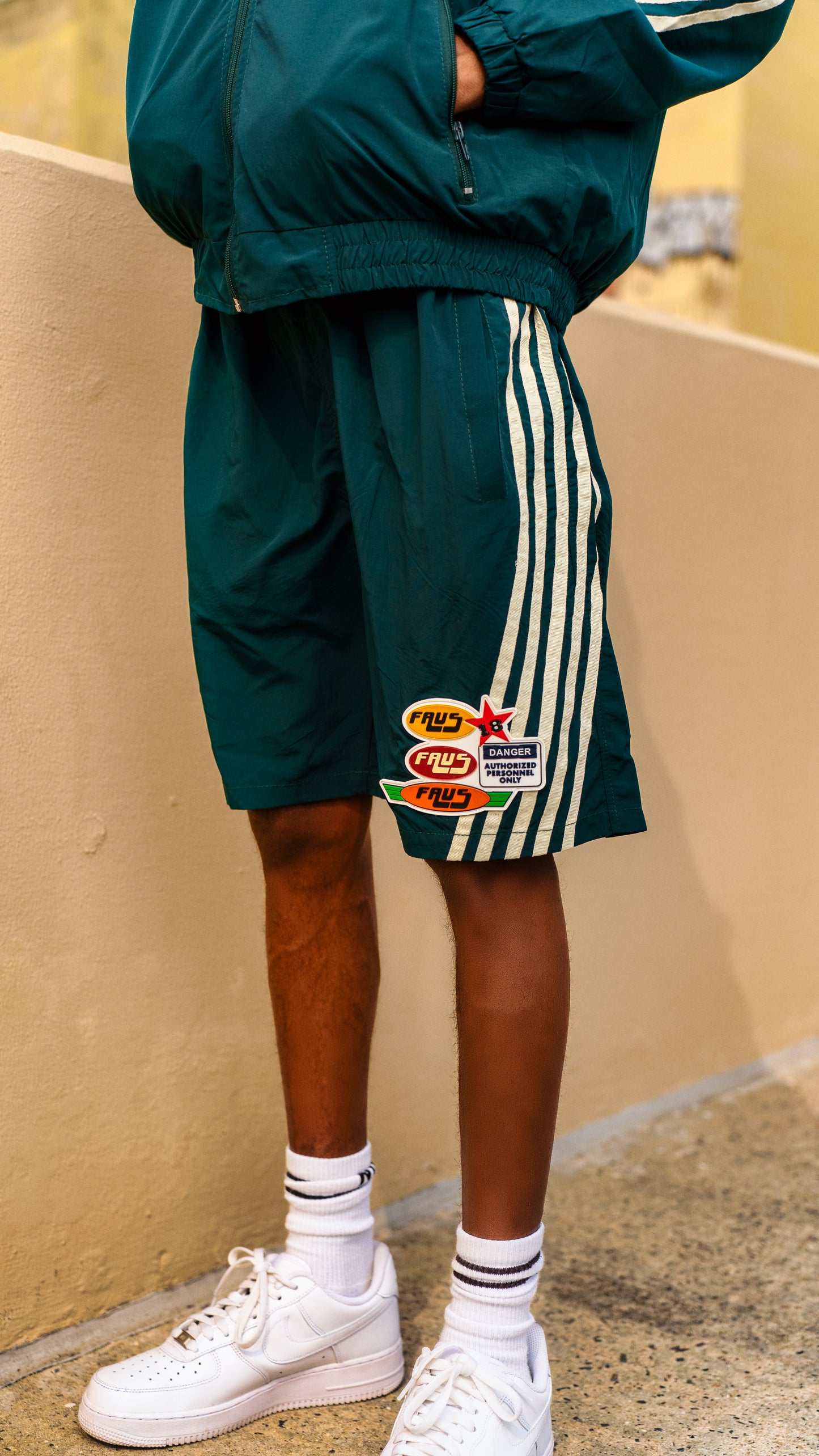 FAUS “Superstar” Stripe Runner Nylon Shorts